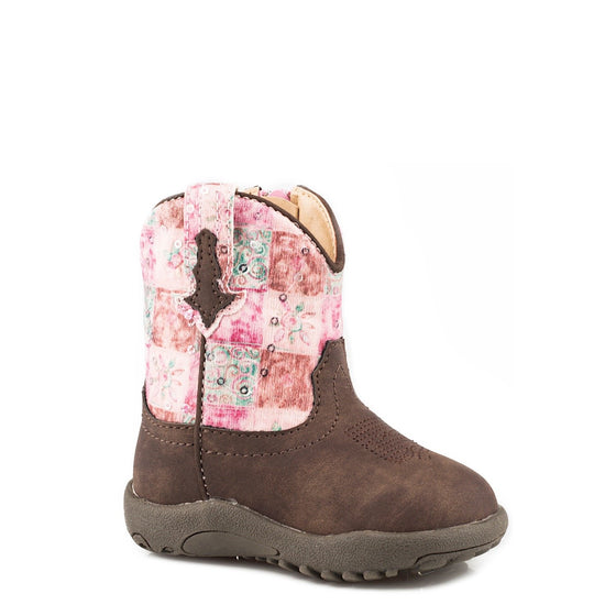 Roper INFANT Cowbaby Floral Shine Boot Brown/Pink