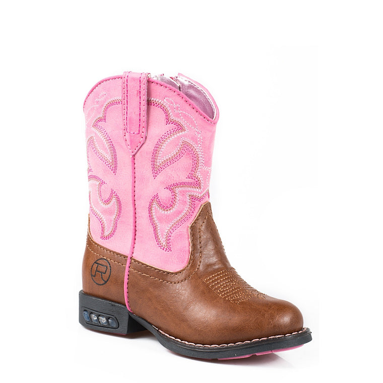 Roper Girls TODDLER Lightning Western Boots Tan/Pink