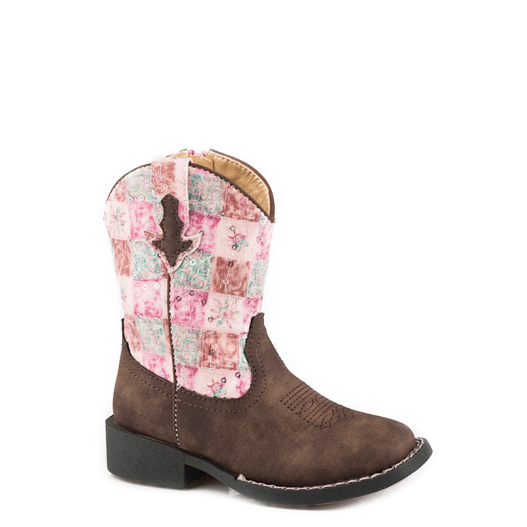 Roper TODDLER Floral Shine Boot Brown/Pink
