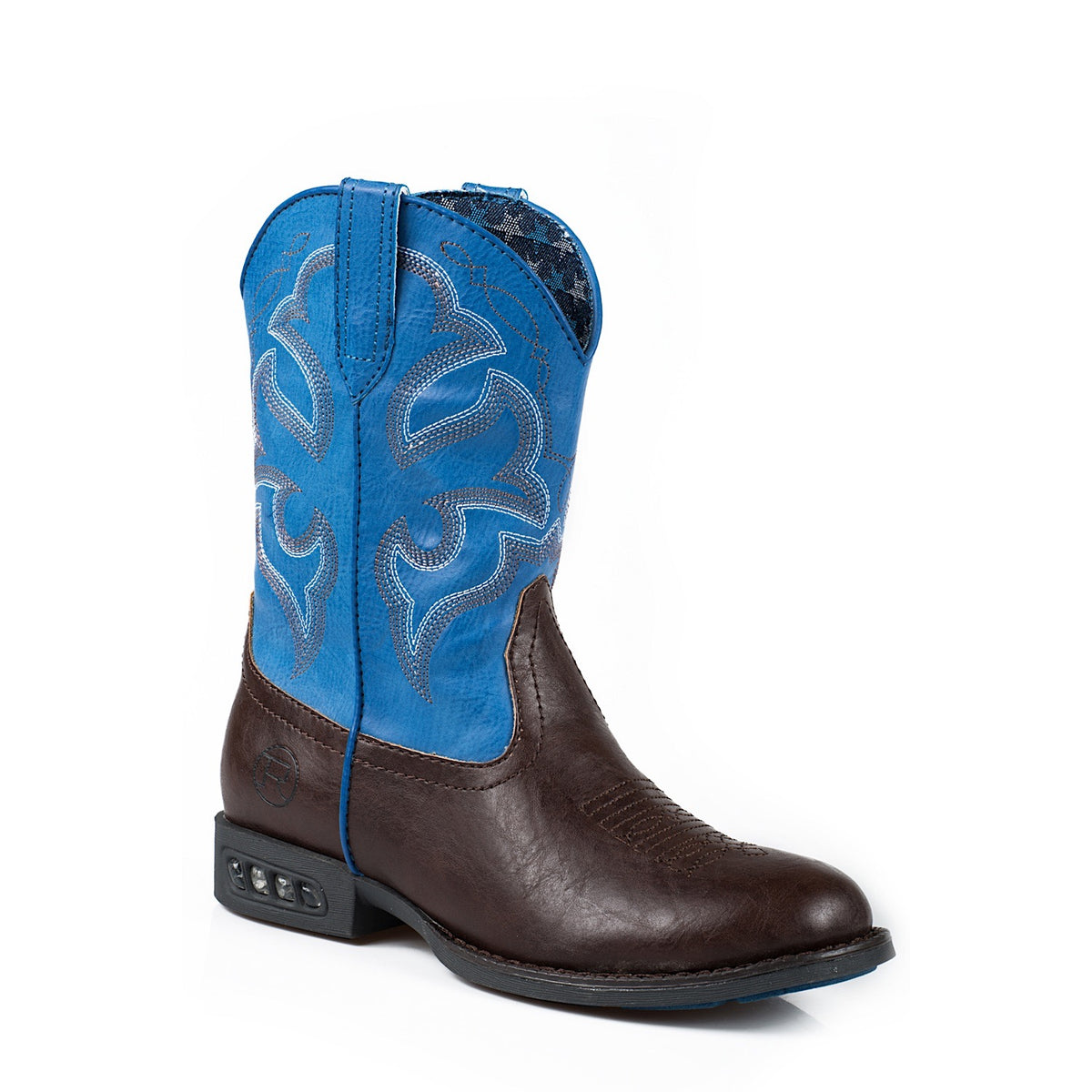 Roper Little Kids Lightning Western Boots Brown/Blue