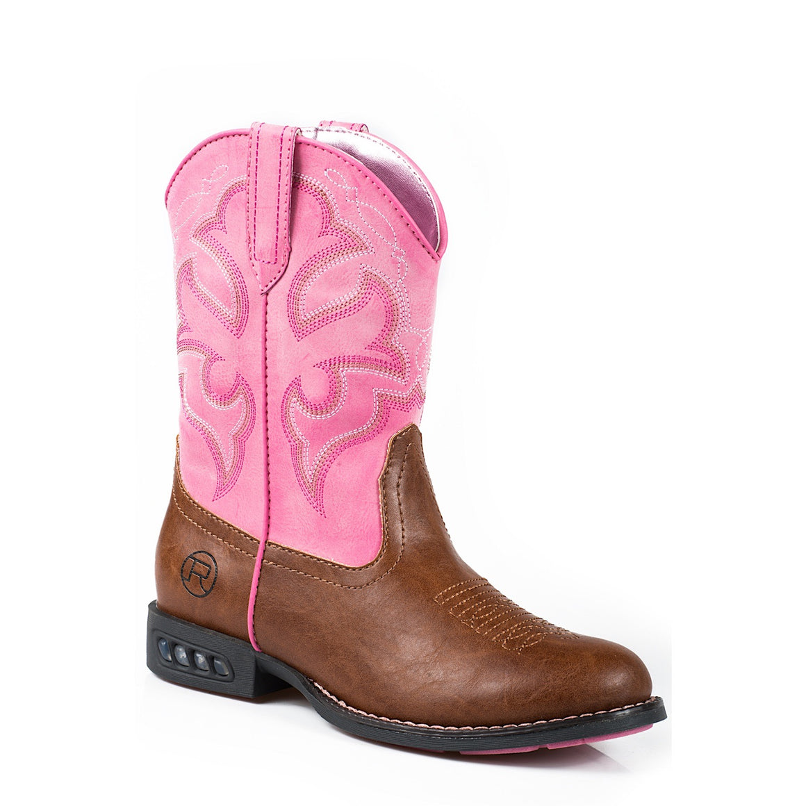 Roper LITTLE KIDS Lightning Western Boots Tan/Pink