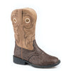 Roper LITTLE KIDS Daniel Brown Ostrich/Tan Western Boots