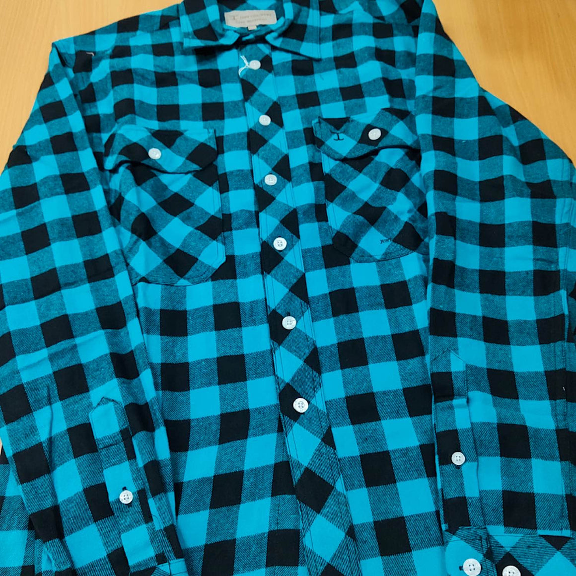 Just Country Mens Evan Flannel Workshirt Turquoise/Black