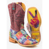 Tin Haul Womens Trippy Check Western Boots With Peace And Love Sole