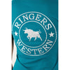 Ringers Western Signature Bull Womens Classic Fit T-Shirt - Teal with Silver