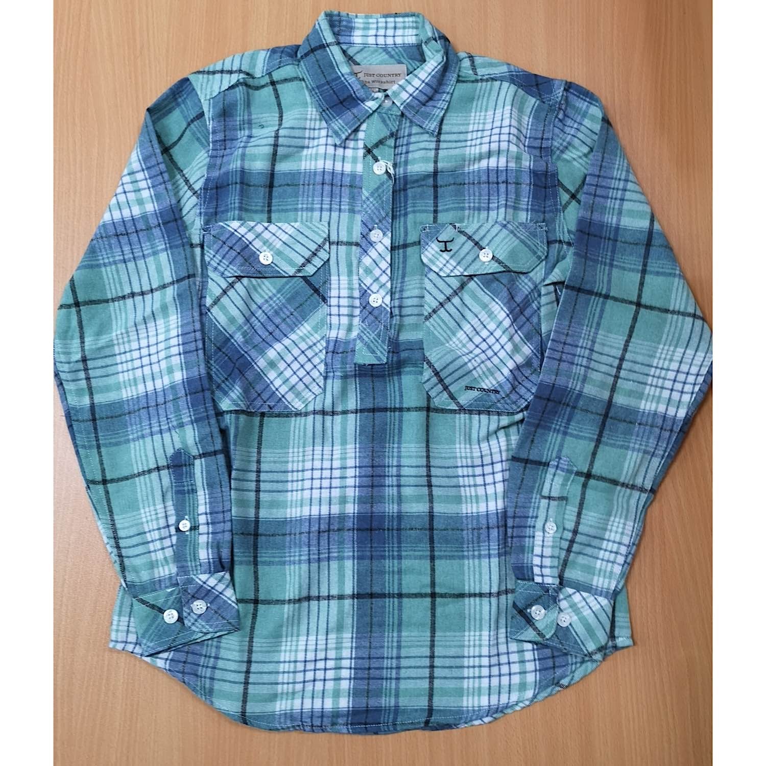 Buy Just Country Womens Jahna Flannel 1/2 Button Workshirt Sage