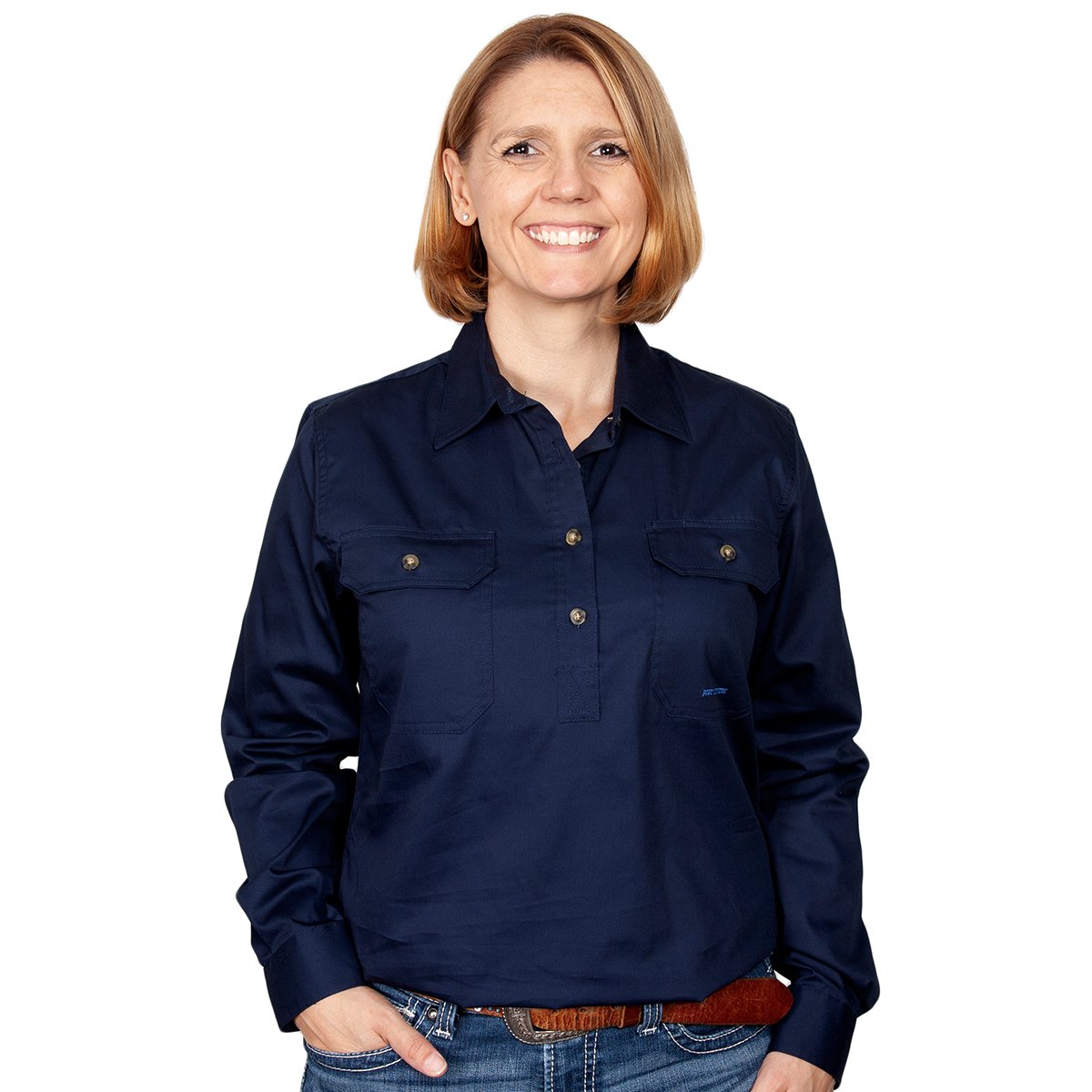 Navy blue store work shirt womens