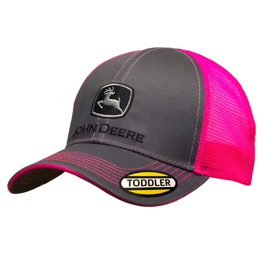 John Deere Toddler Neon Mesh Back Cap - Charcoal/Pink