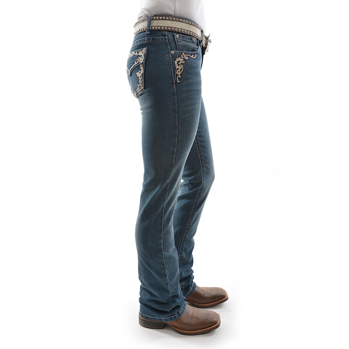 Pure Western Womens Carolina Relaxed Rider Boot Cut Jean 36 Leg Storm