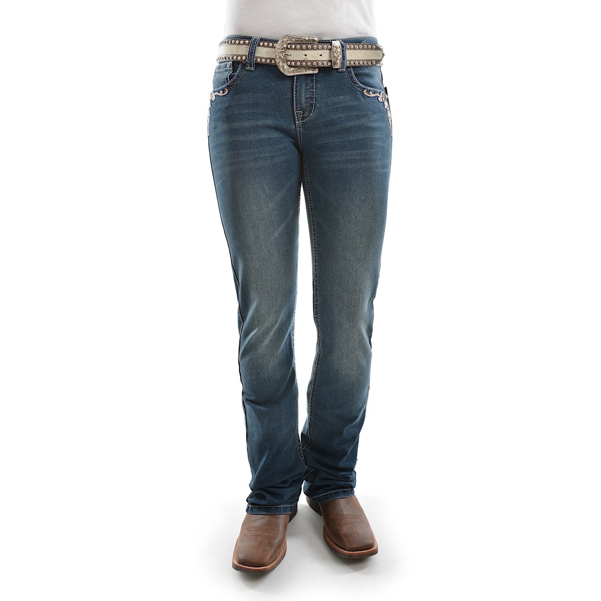 Pure Western Womens Carolina Relaxed Rider Boot Cut Jean 36 Leg Storm
