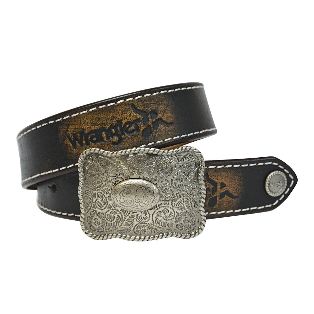 Wrangler Kid's Abrasion Logo Belt Brown