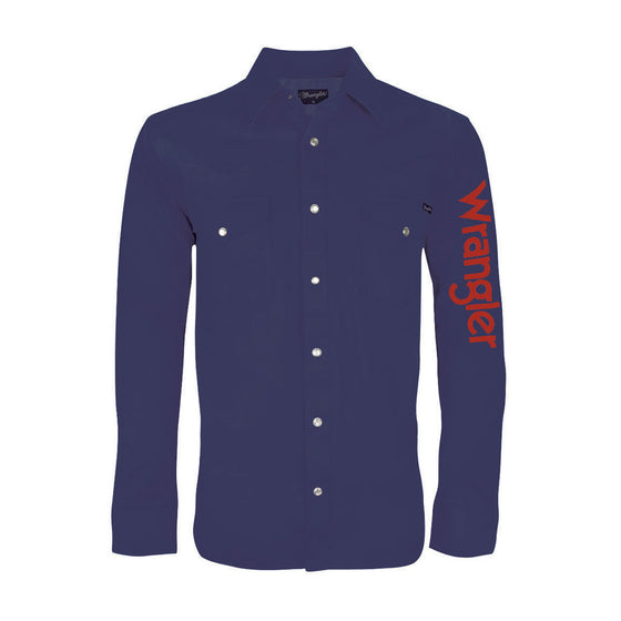 Wrangler Mens Logo Rodeo Shirt Navy - XCP1116020
