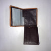 Bi Fold Flip Case Wallet Distressed Dark Crocodile Print with Light Brown Edging A3525802