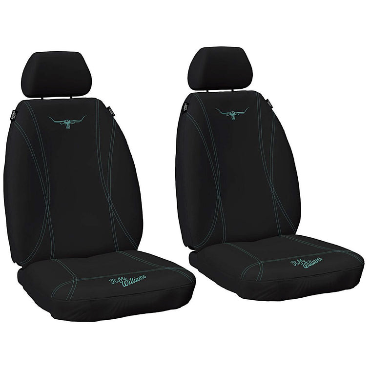 R.M.Williams Jacquard Seat Covers Black/Aqua Size 30A