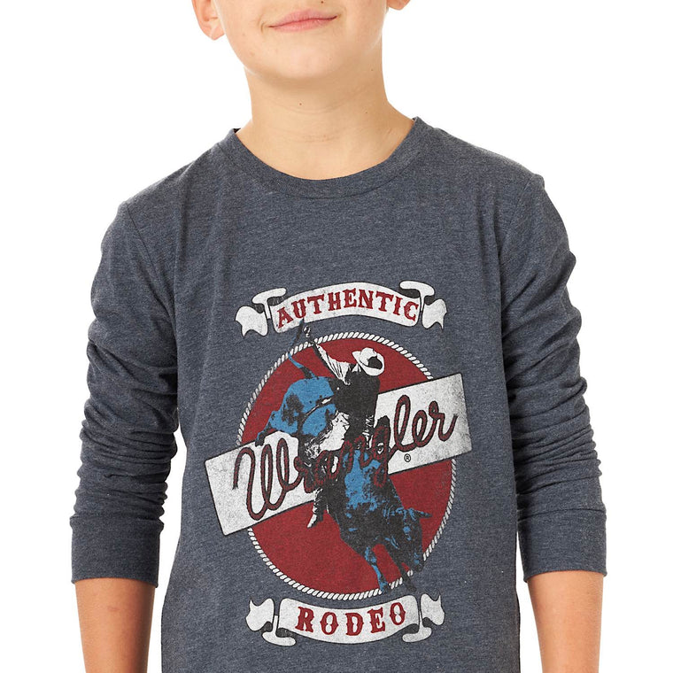 Wrangler Boys Long Sleeve Authentic Rodeo T-Shirt Navy