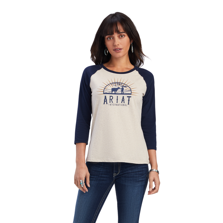 Ariat Womens REAL Sunrise Classic 3/4 Sleeve Shirt - Wheat Heather