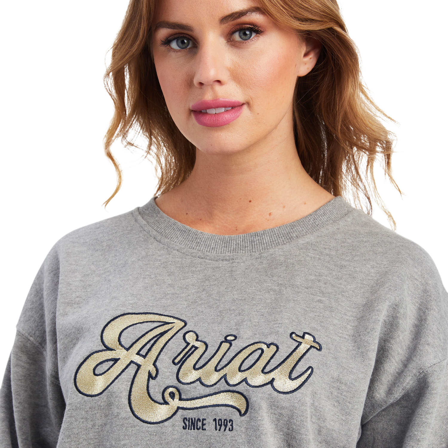 Ariat Womens REAL Cropped Sweatshirt Heather Grey