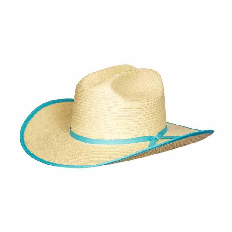 Sunbody Hats Kids Cattleman Turquoise Bound Edge