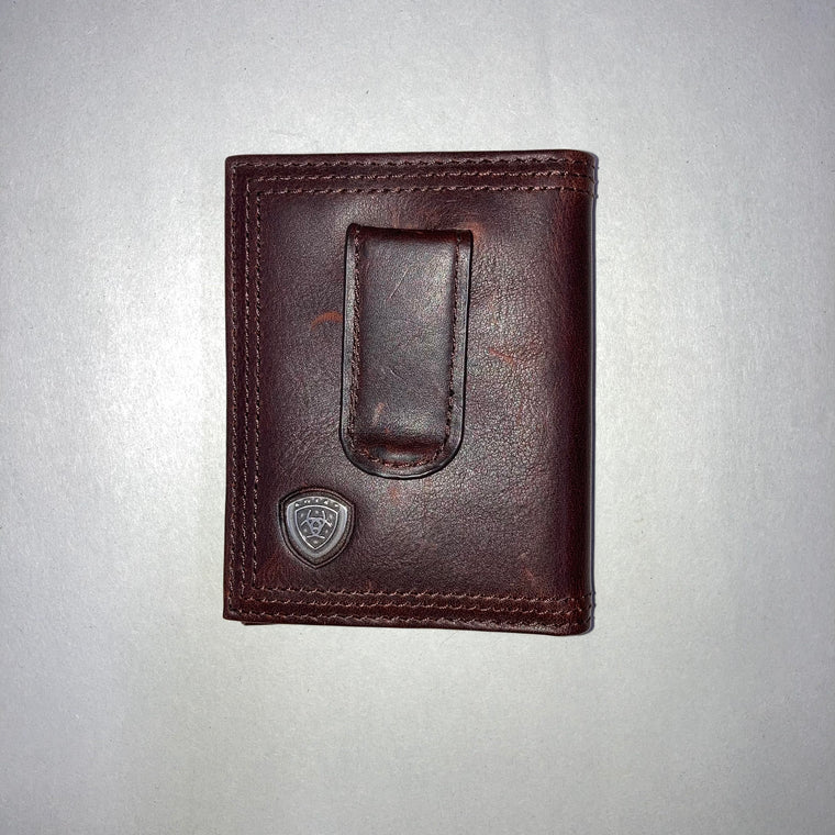 Front Pocket Bi Fold Money Clip Wallet Distressed Dark Brown A35124283