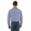Pure Western Mens Bolt Check Western Long Sleeve Shirt-Navy/Blue