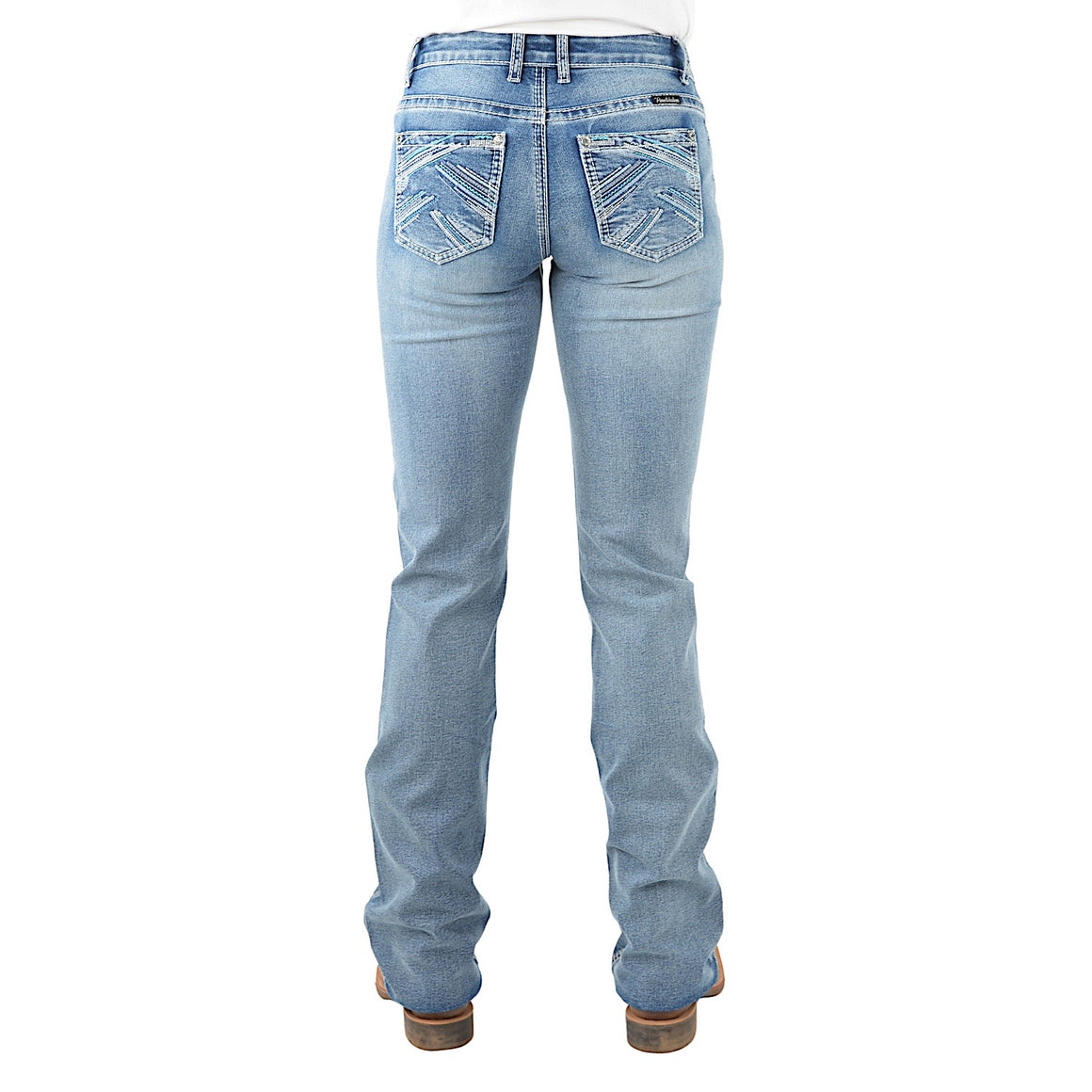 Pure Western Womens Criss Cross Relaxed Rider Jean 36" Leg Moonshine