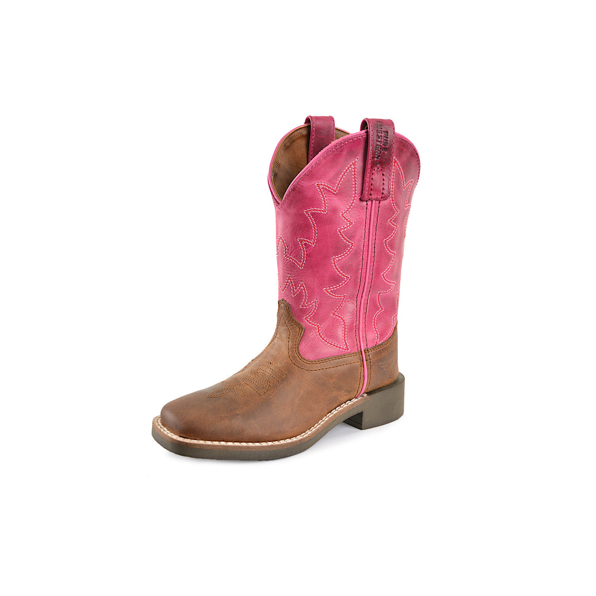Pure Western CHILDRENS Molly Boot Oil Distressed Brown/Pink