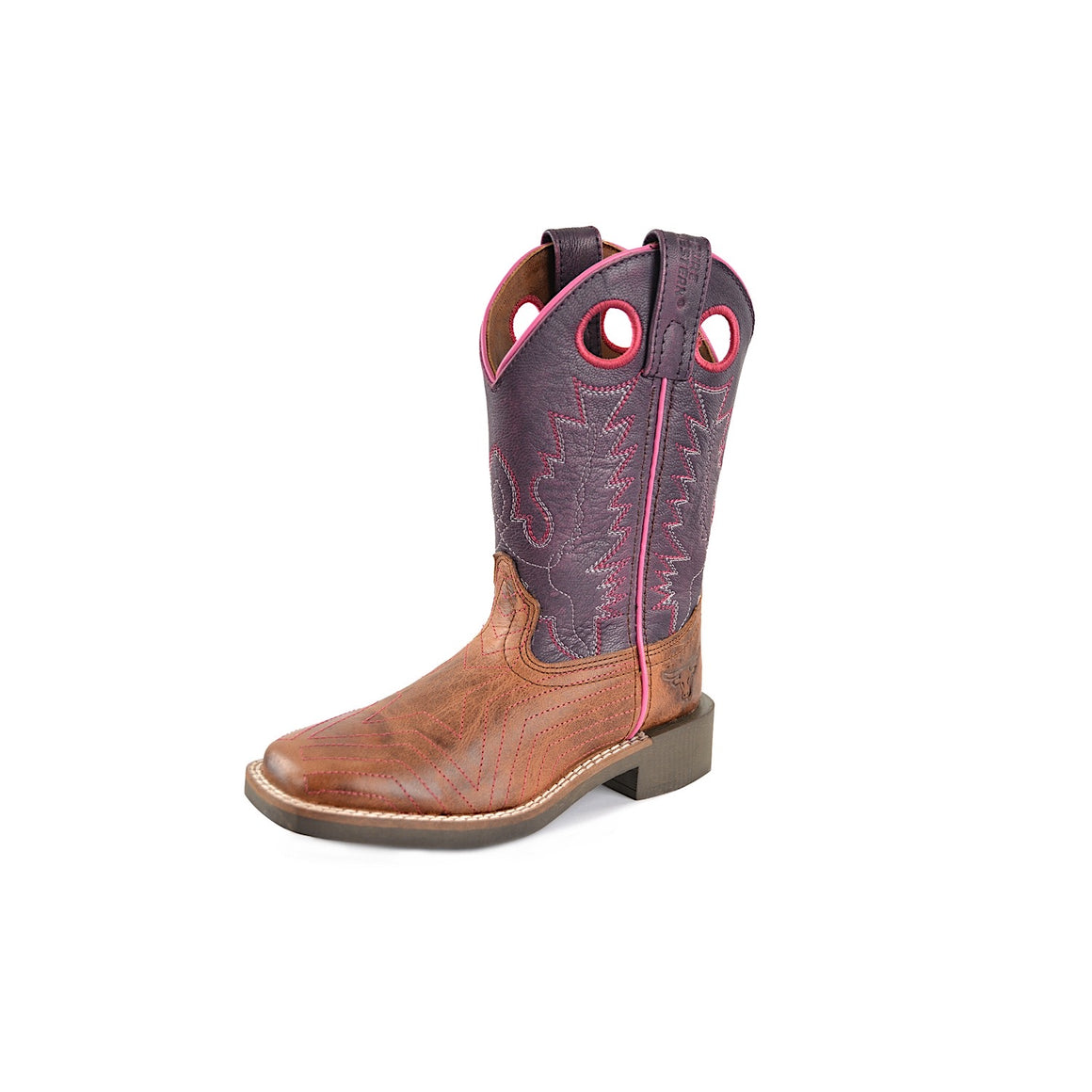 Pure Western CHILDRENS Hadley Boot Oil Distressed Brown/Purple