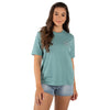 Ringers Western Signature Bull Women's Loose T-Shirt - Sea Green with Silver