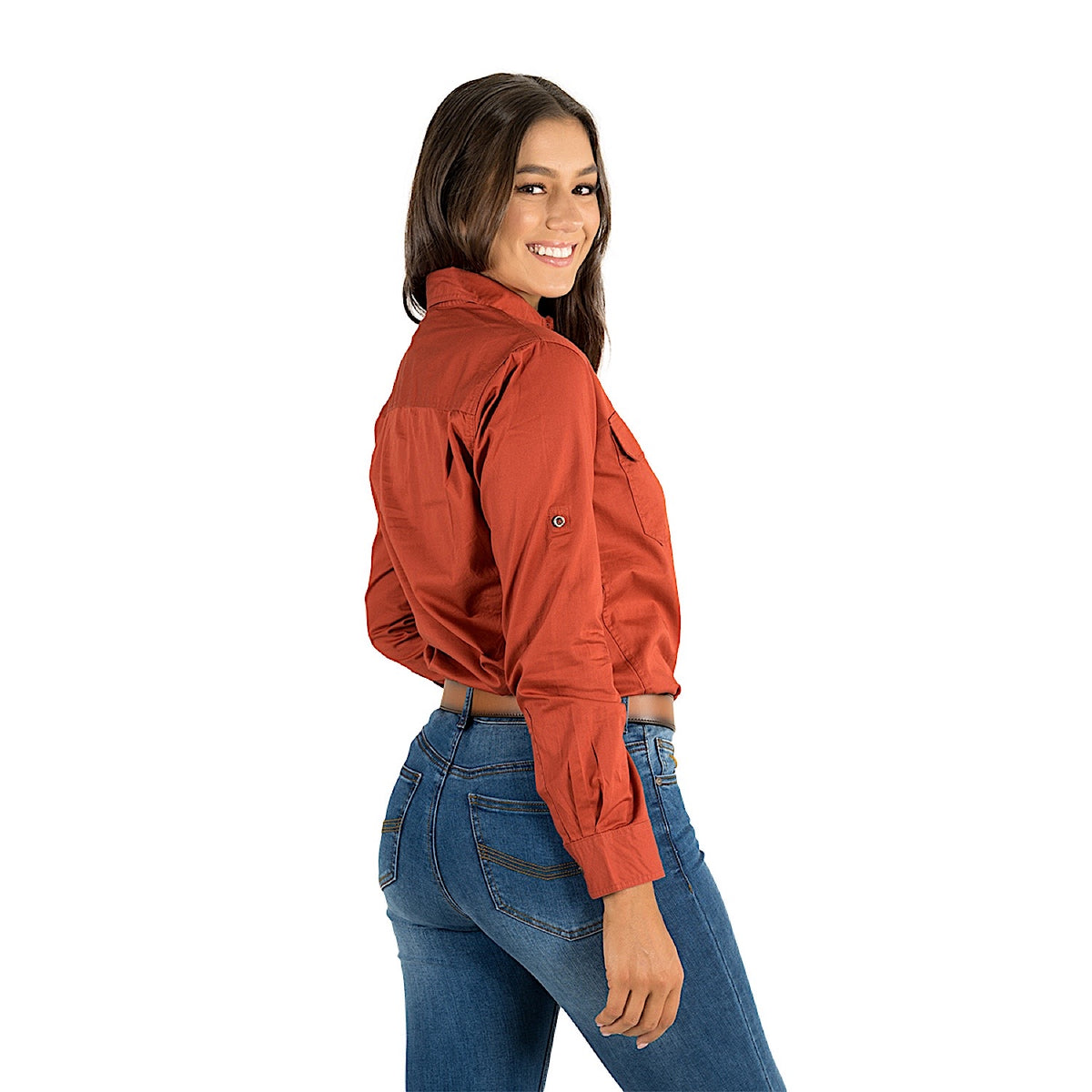 Ringers Western Pentecost River Womens Half Button Work Shirt - Terracotta