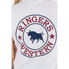 Ringers Western Signature Bull Womens Muscle Tank - White with Multi Print