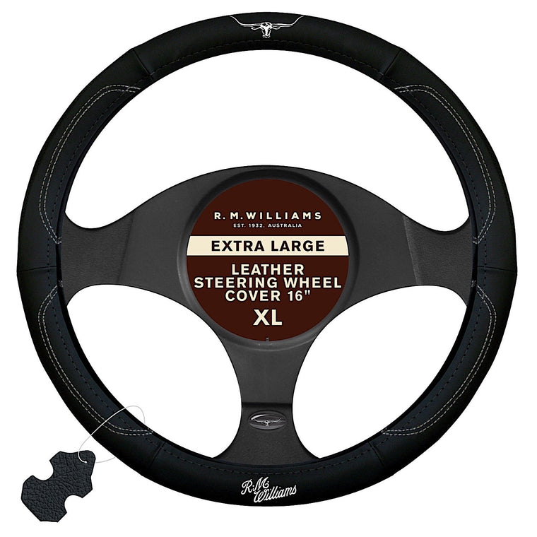 RM Williams Steering Wheel Cover 16" Black White