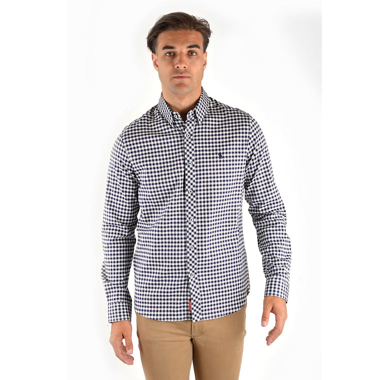 Thomas Cook Mens Stanley Check Tailored L/S Shirt Navy/Tan