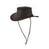 Thomas Cook Buchanan Leather Crushable Hat Dark Brown