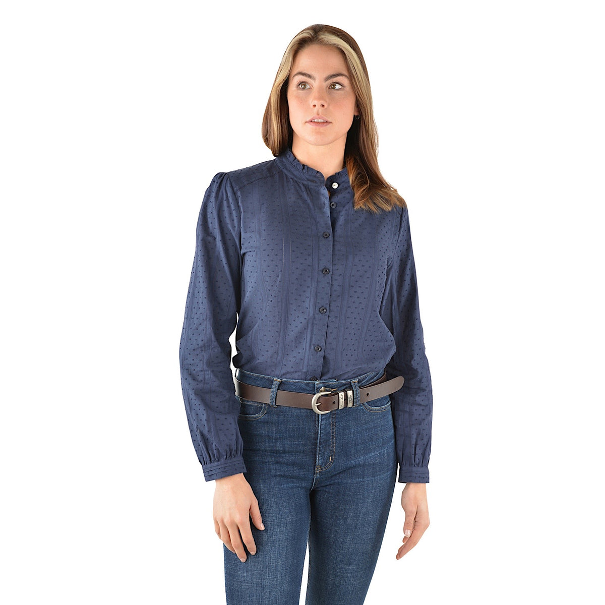 Thomas Cook Womens Jane Textured L/S Stretch Shirt Navy