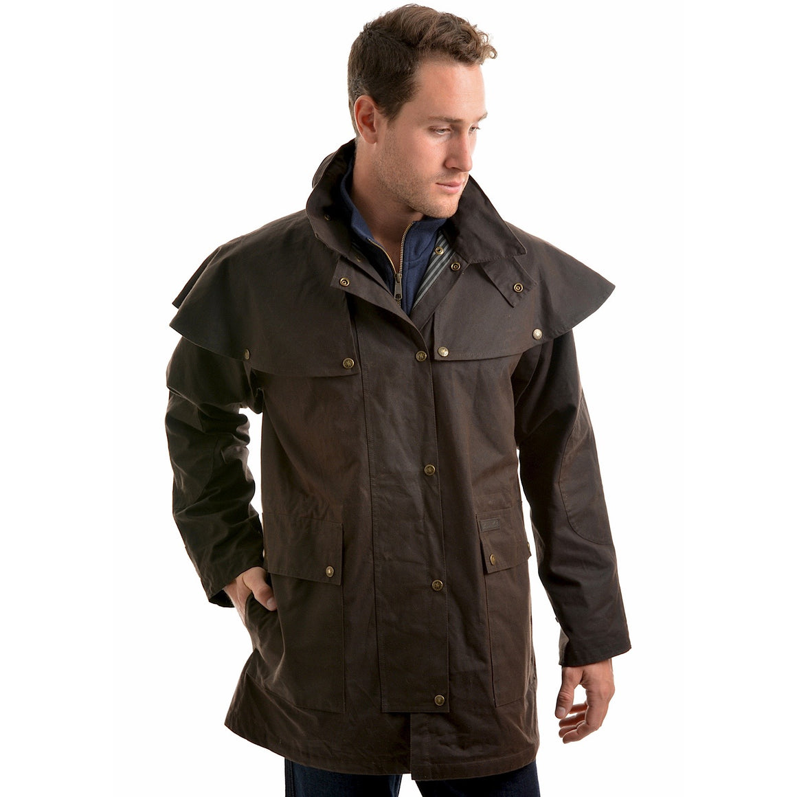 Thomas Cook Mens High Country Professional Oilskin Short Coat Rustic Mulch