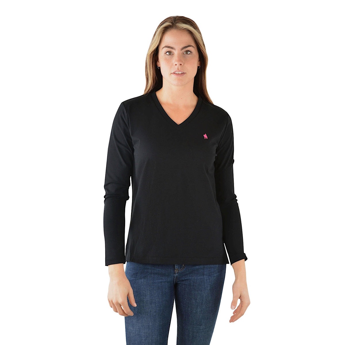 Thomas Cook Women's Classic V Neck Long Sleeve Tee Black