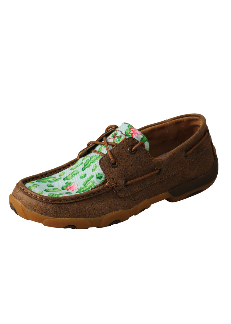 Twisted X Womens Cactus Mocs Low Lace Up Brown/Cactus Multi