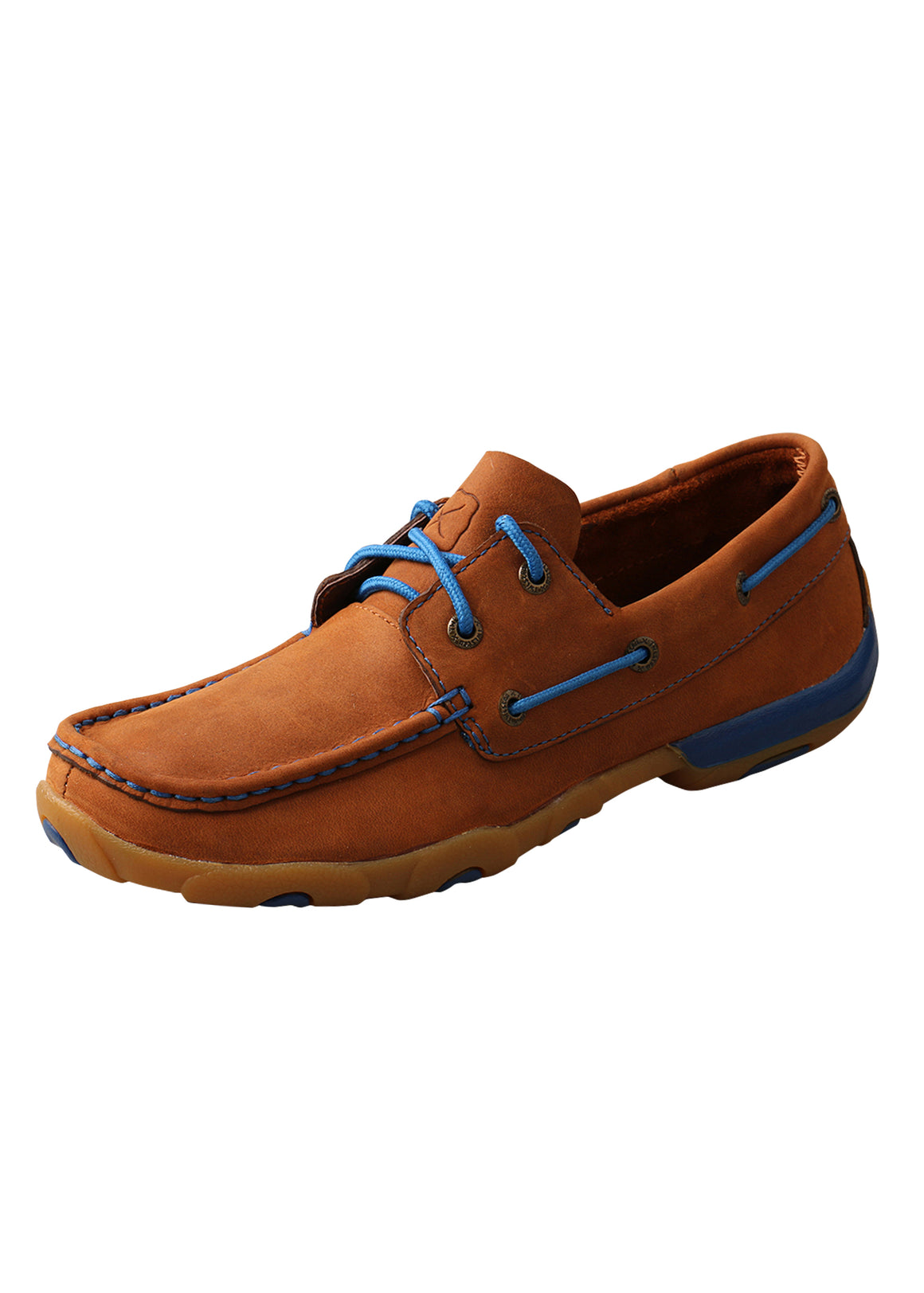 Twisted X Womens Casual Driving Mocs Low Lace Up Oiled Saddle/Blue