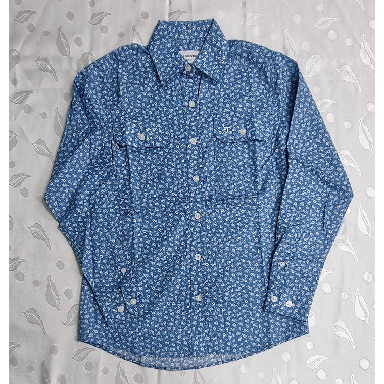Just Country Womens Abbey Work Shirt Blue Hibiscus