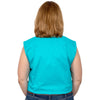 Just Country Womens Kerry Trim Half Button Sleeveless Print Work Shirt Turquoise/Indigo Daisies