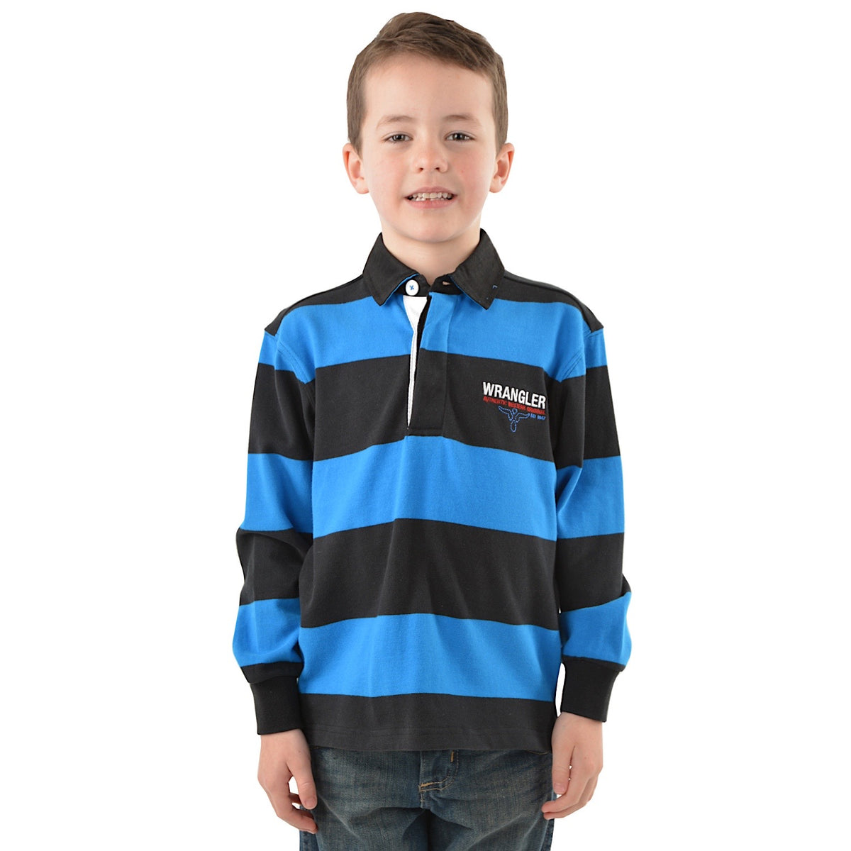Wrangler Boys Michael Stripe Rugby Black/Royal