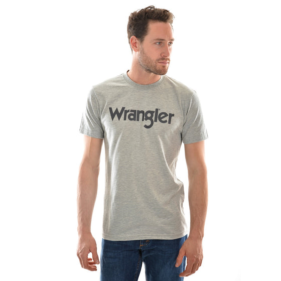 Wrangler Mens Logo S/S Tee Grey Marle