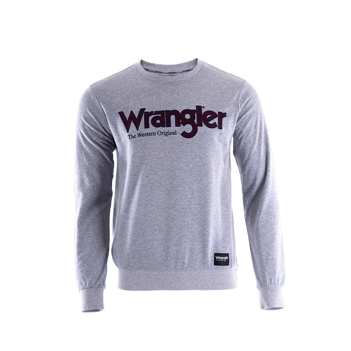 Wrangler Mens Ryder Logo Crew Grey Marle