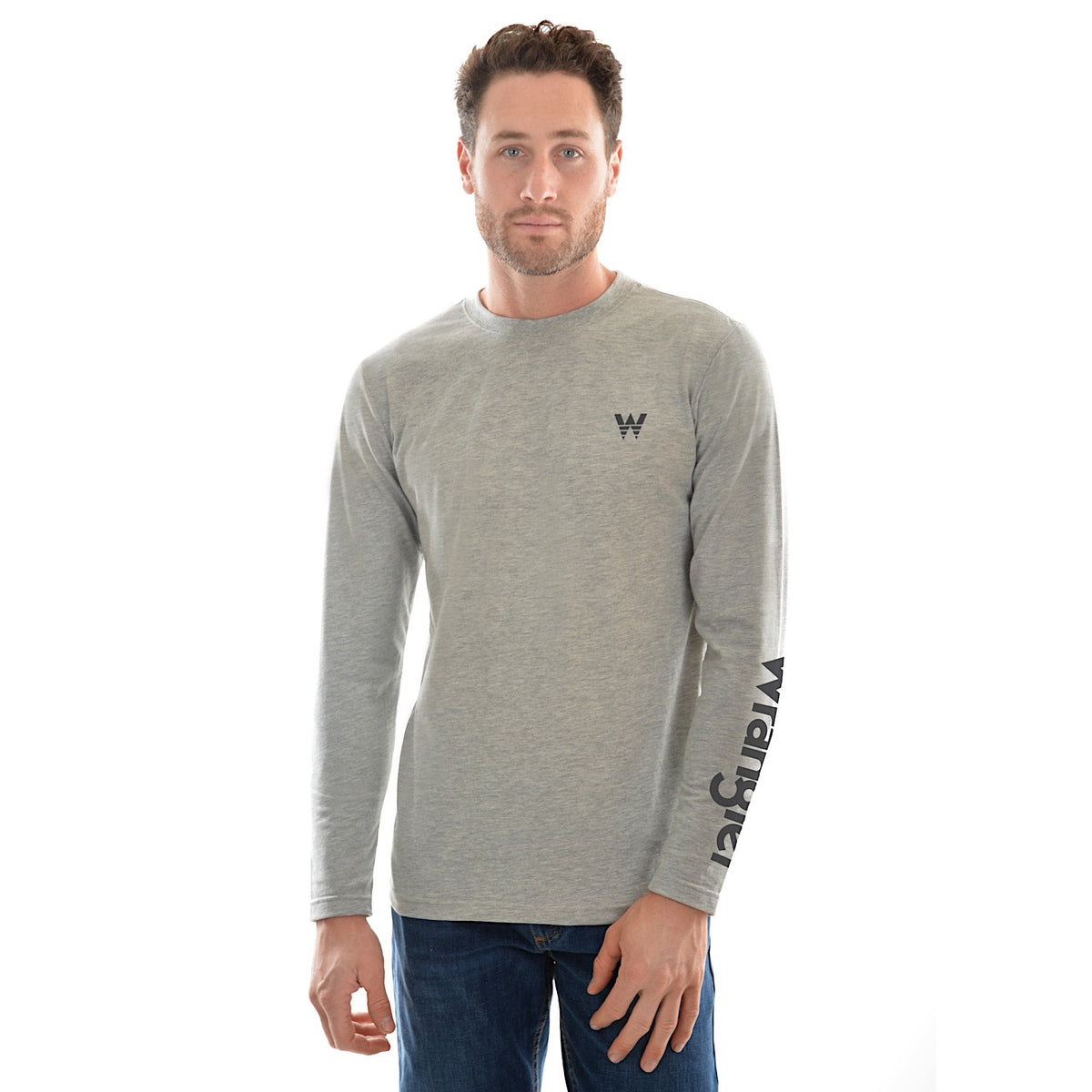Wrangler Mens Sleeve Logo Tee Grey Marle