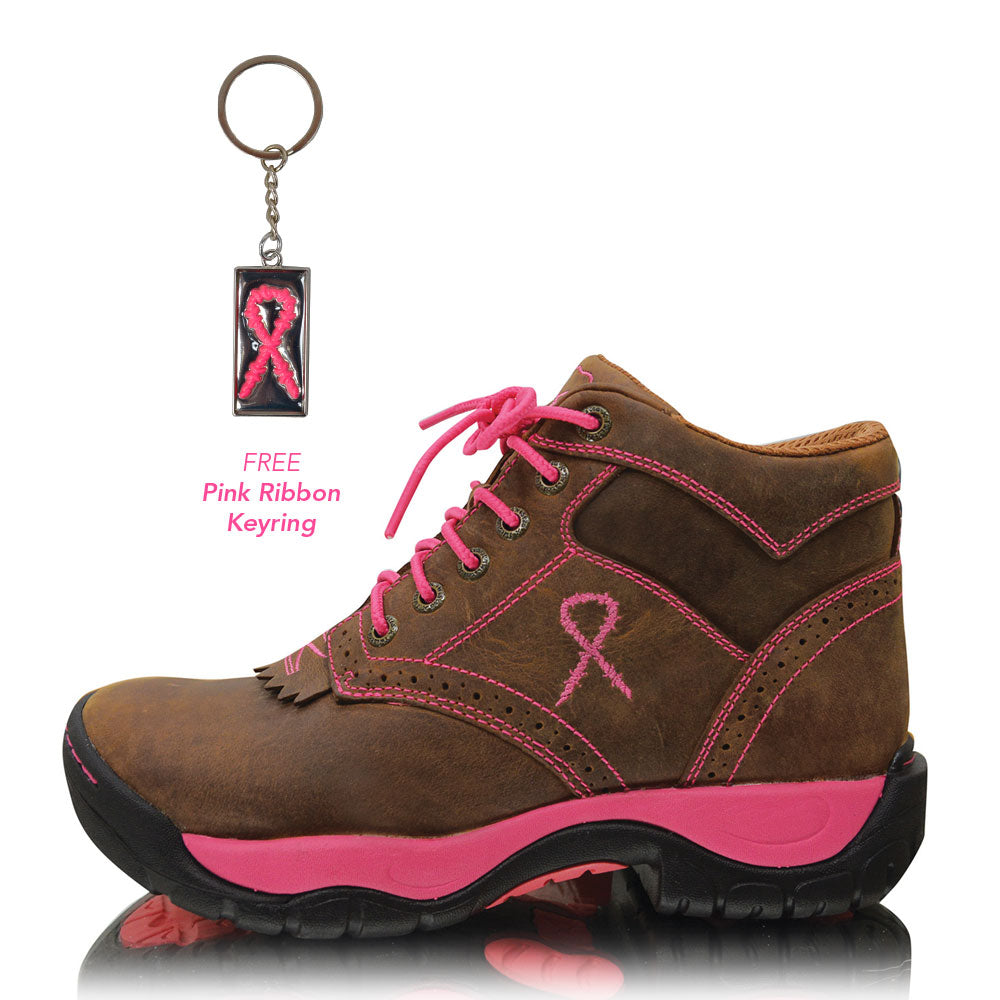 Twisted X Womens All Around Lace Up Oiled Saddle/Neon Pink