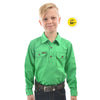 Hard Slog Kids Half Placket Light Cotton Shirt Lime Green