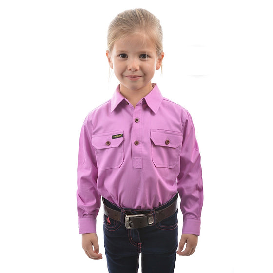 Hard Slog Kids Half Placket Light Cotton Shirt Violet