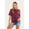 Ringers Western Signature Bull Women's Loose T-Shirt - Burgundy with White Print
