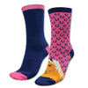 Thomas Cook Kids Homestead Socks Twin Pack Navy/Hot Pink & Horses