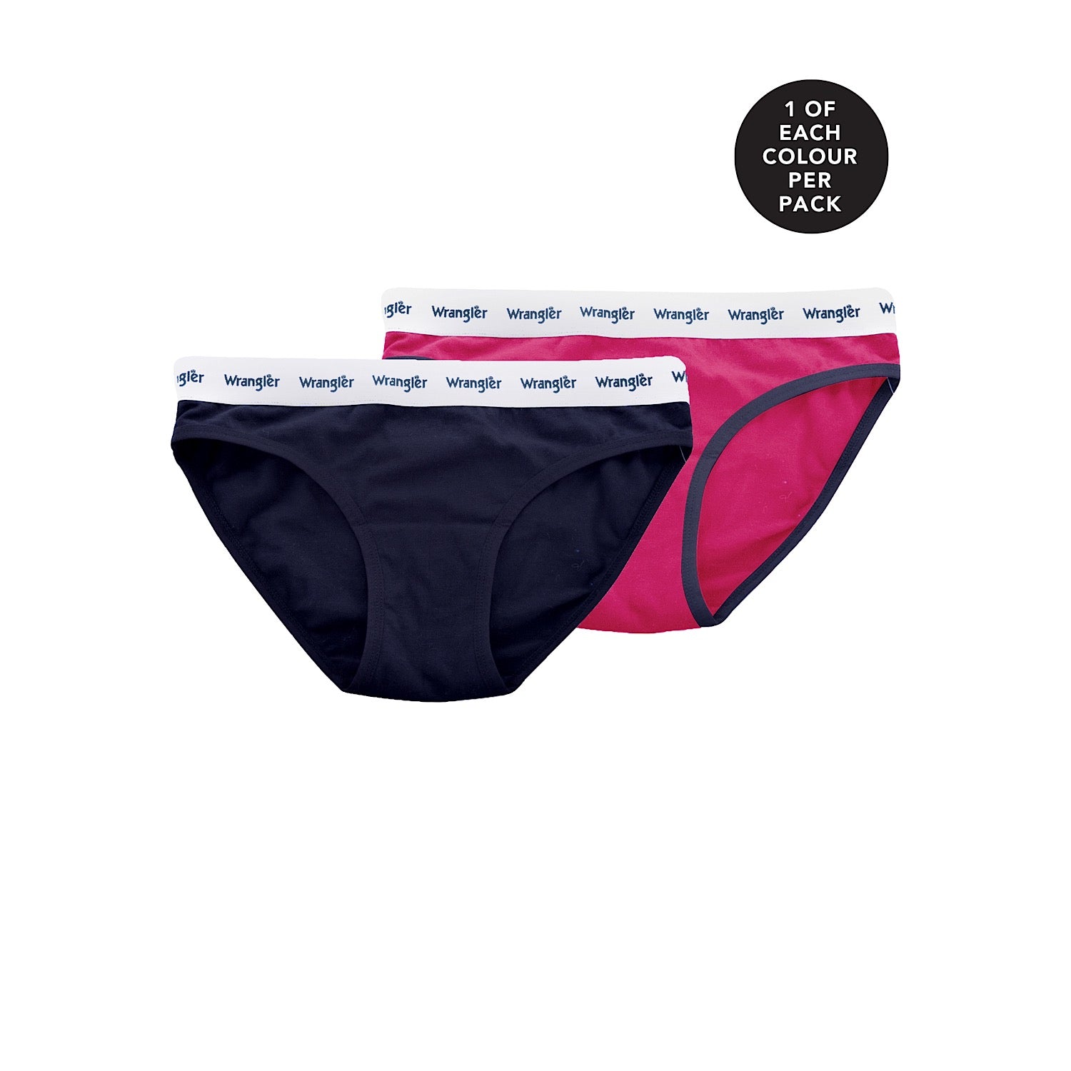 Buy Wrangler Womens Logo Briefs Twin-Pack Navy/Pink - The Stable Door